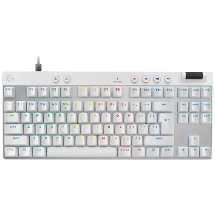 Tastatura mecanica gaming Logitech PRO X TKL RAPID, switch-uri analog, multipoint action, lightsync RGB, Alb
