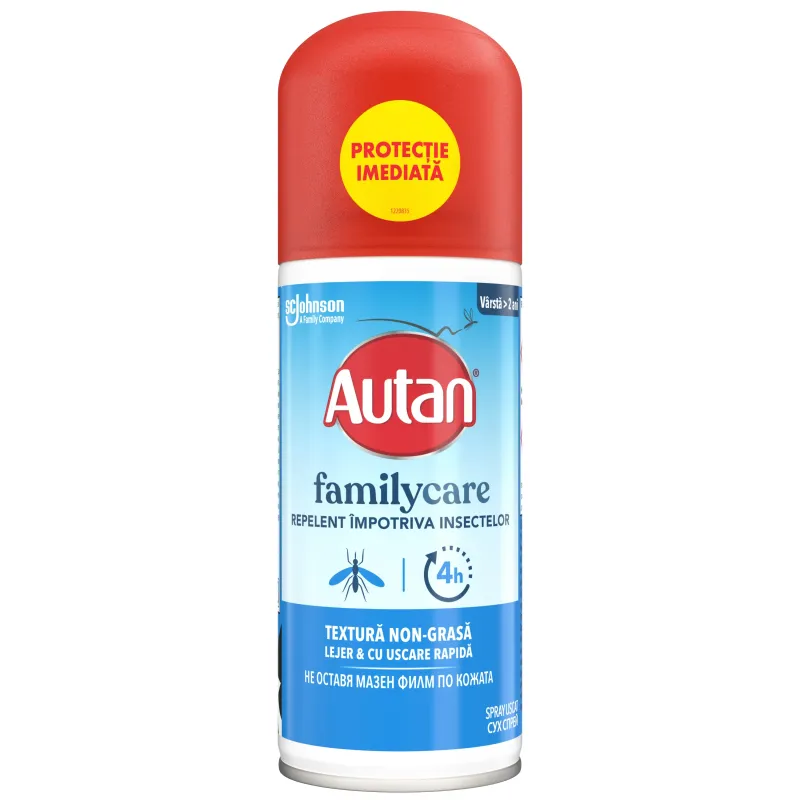 Spray repelent pentru insecte Autan Family Care, spray uscat, 100 ml