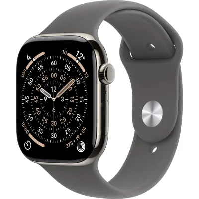Apple Watch 11, GPS + Cellular, 46 mm, Natural Titanium Case, Stone Grey Sport Band - M/L
