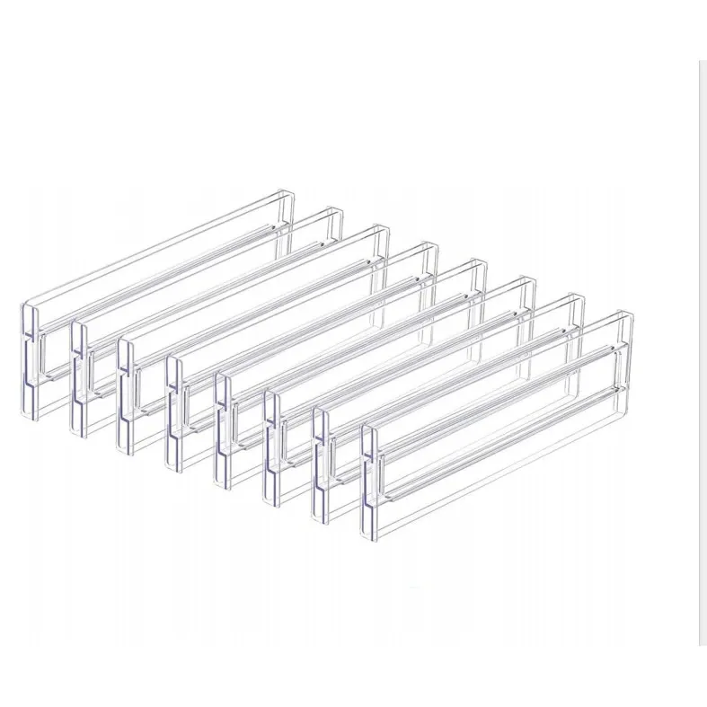 Set 8 Separatoare Reglabile Taotigzu, Organizatoare Sertare Extensibile din Plastic Transparent, 28–51 cm Lungime, 8 cm Inaltime, pentru Haine, Ustensile de Bucatarie si Birou, Transparent Organizator sertar