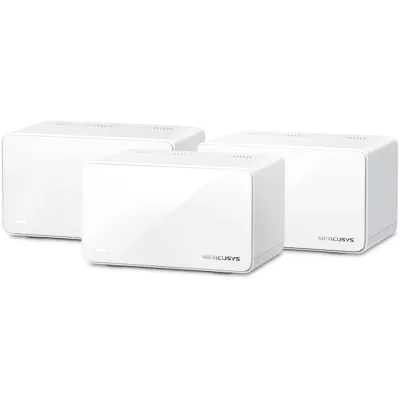 Sistem Mesh Wi-Fi Mercusys Halo H90X(3-pack), AX6000, Wi-Fi 6, Dual Band, 1 x 2.5 Gbps port + 2 x Gigabit, Acoperire pentru întreaga casă, Seamless Roaming, Control Parental