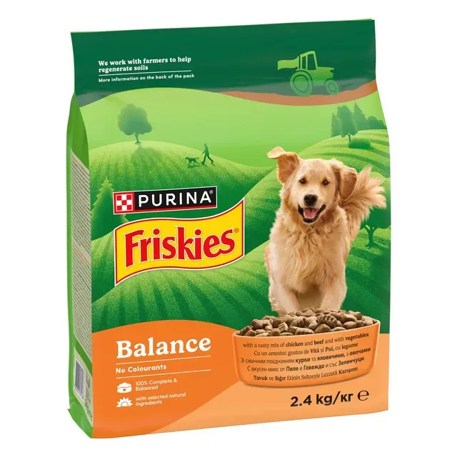 Hrana uscata caini Purina Friskies Balance cu pui si legume, 2.4kg