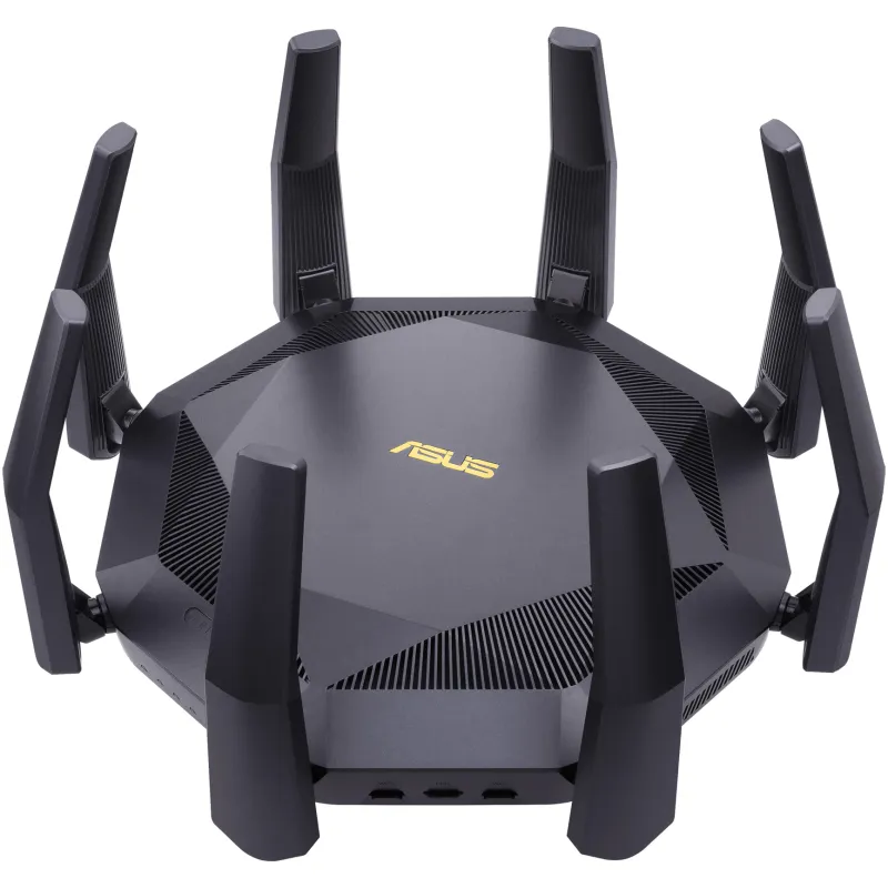 Router Gaming Wireless ASUS RT-AX89X, AX6000, 8x8 Dual-Band, Quad-Core 2.2GHz CPU, 256MB/1GB Flash/RAM, 10G port, SFP+ port, AiProtection Pro, Adaptive QoS, VPN server/client, IPTV, OFDMA, MU-MIMO, Beamforming, Link Aggregation, Port forwarding, AiMesh
