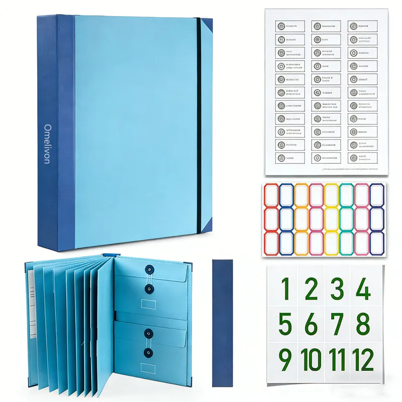 Dosar Organizator Albastru marin Multifunctional cu Pochi Manila & Saculet Organizer Documente (Grosime 5 cm) - Pentru Documente Persoanele & Birou Casnic