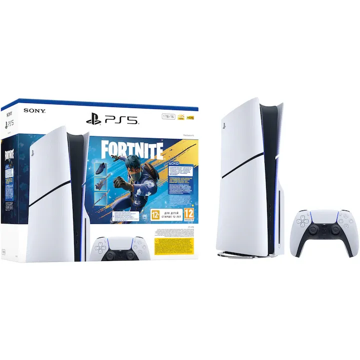 Consola PlayStation 5 (PS5) Slim, 1TB SSD, E-Chassis, Fortnite Flowering Chaos Bundle