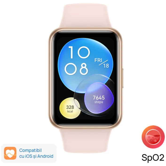 Smartwatch Huawei Watch Fit 2, Silicone Strap, Sakura Pink
