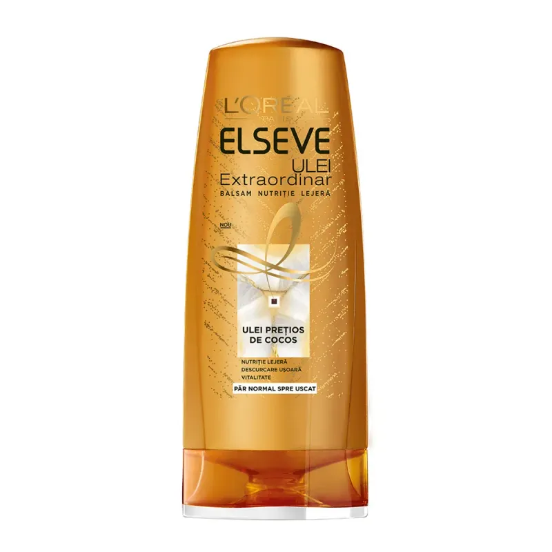 Balsam nutritie lejera L'Oreal Paris Elseve Ulei Extraordinar cu ulei de cocos pentru par normal spre uscat, 200 ml