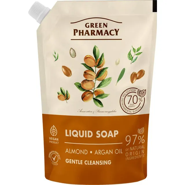 Rezerva sapun lichid Green Pharmacy Migdale si ulei de argan, 460 ml