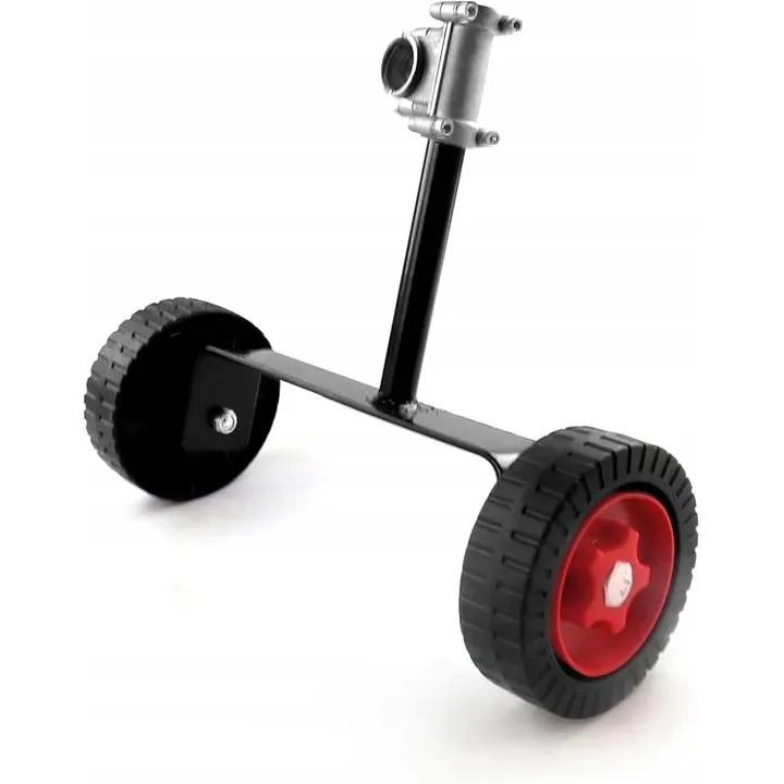 Roti de sprijin universale pentru motocoase, trimmere si masini de tuns iarba, Zola, conectori diametre de 26 mm - 28 mm, dimensiune 33.5 x 20 x 12.5 cm, metalice