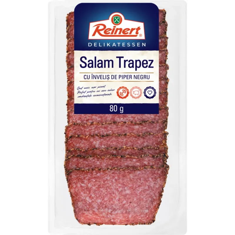 Salam trapez cu invelis de piper negru Reinert, 80 g