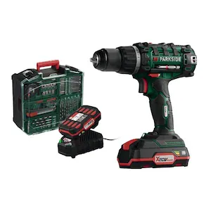 Masina de gaurit Parkside 20 V cu 2 acumulatori incarcator si accesorii