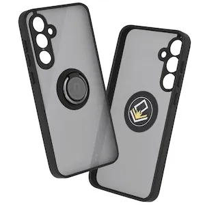 Husa pentru Samsung Galaxy A35 5G, SKYDDAR INNOVATION, Glinth cu Inel Rotativ 360° Magnetic, Negru, set cu sticker