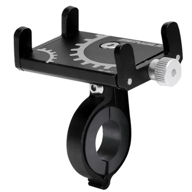 Suport de Telefon pentru Bicicleta/Motocicleta/Scuter/Trotineta, SINBINTA, Montaj pe Ghidon, Brat de clema puternic, Design cu patru gheare, Rezistent apa si socuri, Montare usoara, Aliaj de aluminiu, 9x5.5x2.7cm, Negru