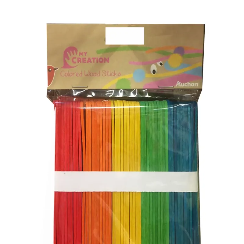 Mini betisoare Auchan din lemn colorat, 50 bucati