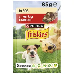 Hrana umeda pentru caini cu vita si cartofi in sos 85g