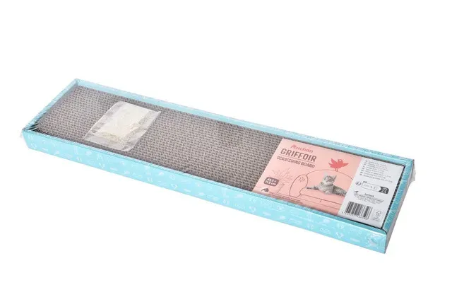 Placa de zgariat din carton ondulat + o punga de iarba pisicii Auchan, 45.5 x 11.5 cm
