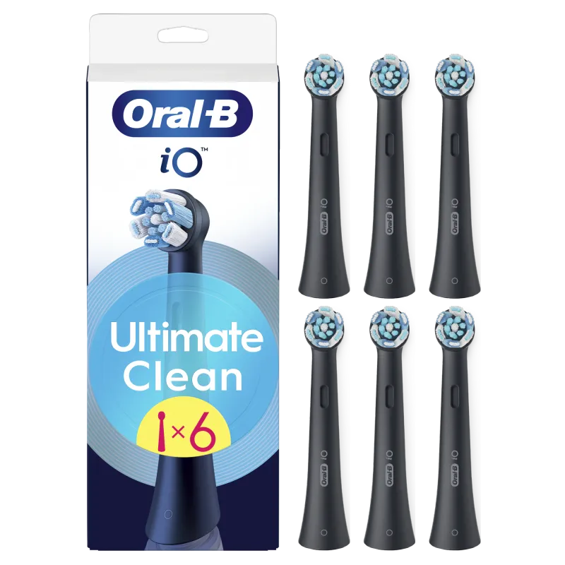 Rezerve periuta de dinti electrica Oral-B iO Ultimate Clean, compatibile doar cu seria iO, Negru, 6 buc
