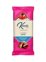 Ciocolata cu lapte si crema de iaurt cu capsuni Kandia, 96.5 g