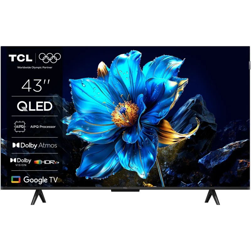 TCL QLED 43P7K, 108 cm, Smart Google TV, 4K Ultra HD, Clasa F