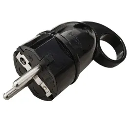 Fisa cu inel Line, contact de protectie, 16A, negru