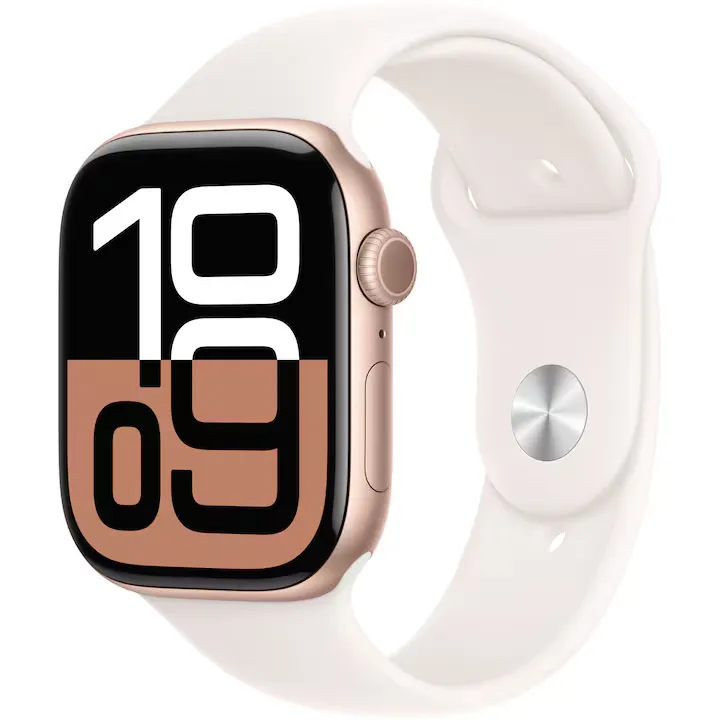 Apple Watch 10, GPS, Cellular, Carcasa Rose Gold Aluminium 46mm, Light Blush Sport Band - M/L
