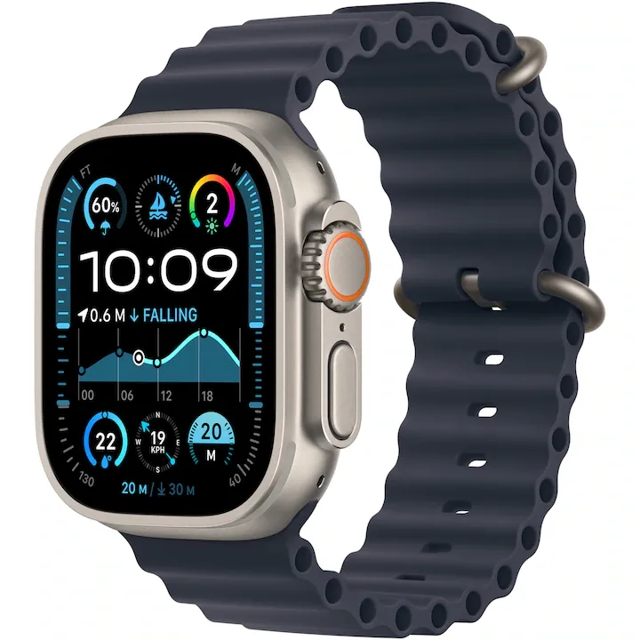 Apple Watch Ultra 2, GPS, Cellular, Carcasa Natural Titanium 49mm, Navy Ocean Band