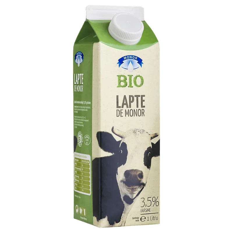Lapte de consum integral BIO Monor, 3.5% grasime, 1 l