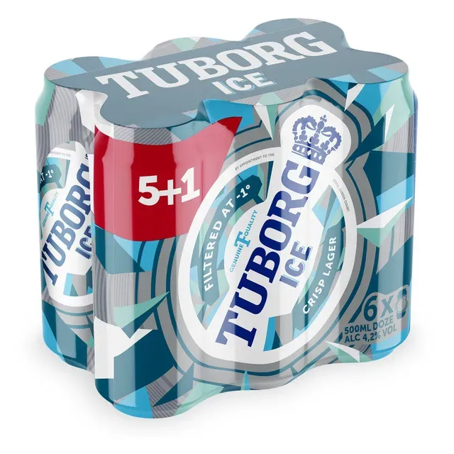 Bere blonda Tuborg Ice, 5+1 x 0.5 l
