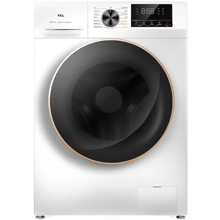 Masina de spalat rufe cu uscator TCL CP1012WA0, 10 kg Spalare, 6 kg Uscare, 1200 rpm, Clasa A, Motor Direct Drive, Display LED,Steam Wash, Drum Clean, 24 Hour Delay, Honeycomb Drum, Quick Wash 15 min, Add Garment, 15 Programe,Alb