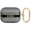 Husa de protectie Guess TPU Printed Stripe Case pentru Airpods Pro, Negru