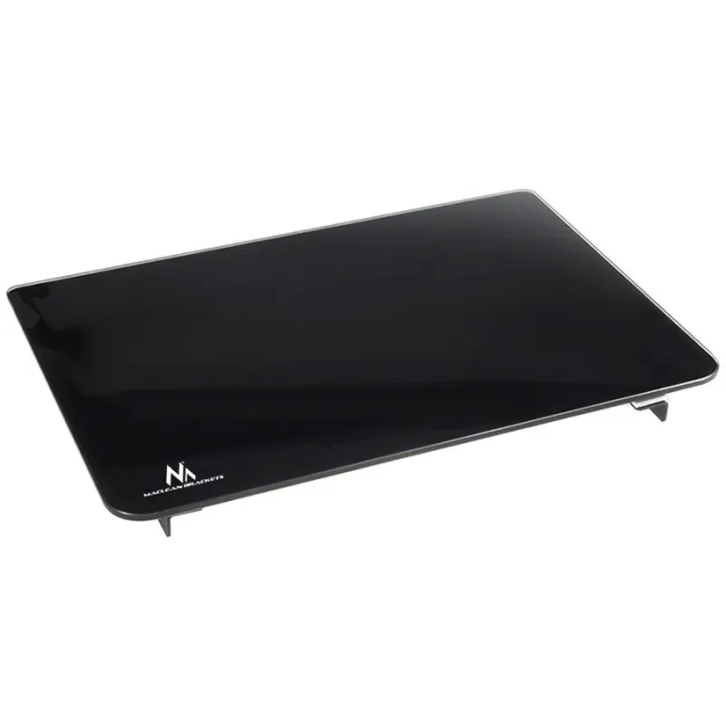 Raft sticla Maclean MC-629 pentru echipamente RTV/DVD, montaj pe perete, max 8 kg, sticla 5 mm, 36x25 cm, negru, include suruburi si dibluri