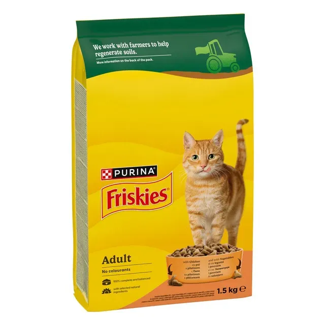 Hrana uscata pentru pisici adulte Purina Friskies, pui si legume, 1.5 kg