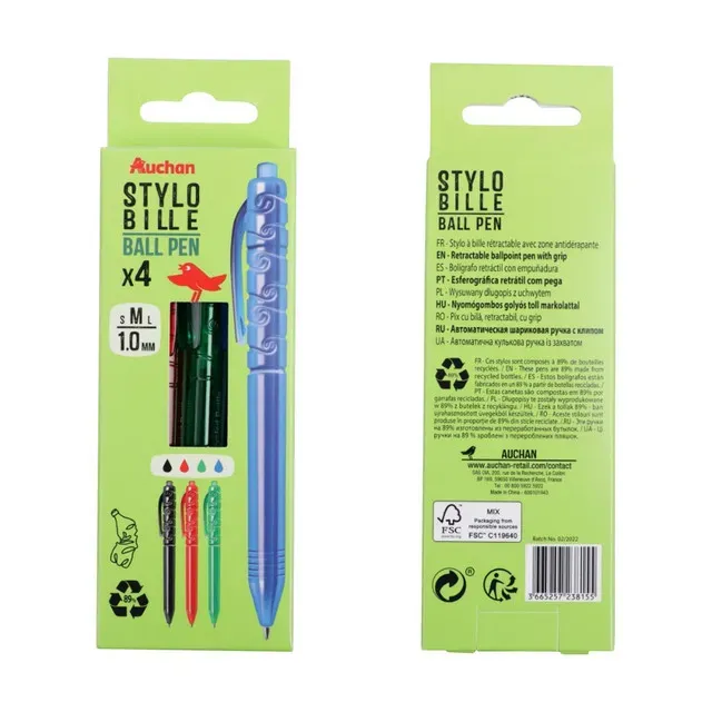 Set 4 pixuri retractabile Auchan, 4 culori