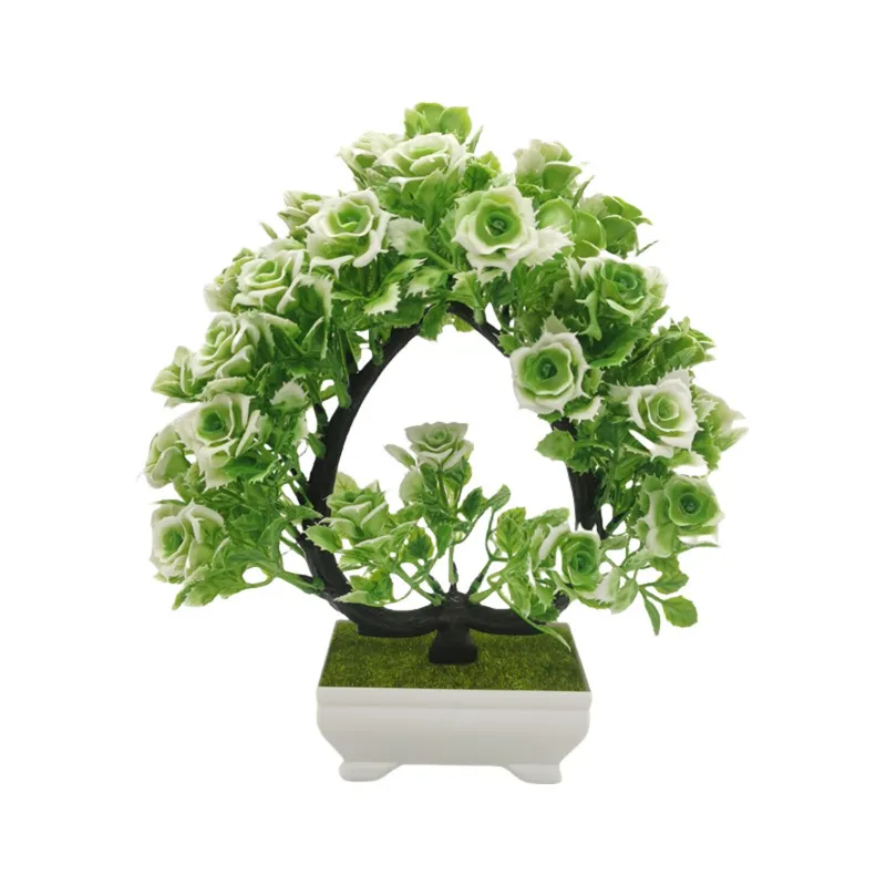 Bonsai decorativ cu frunze UV rezistente, 23x25cm, alb