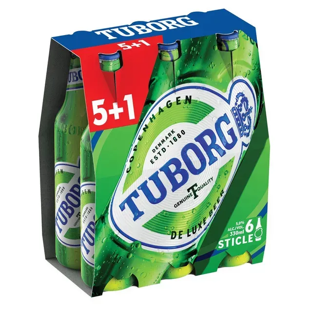 Bere blonda Tuborg, 5+1 x 0.33 l