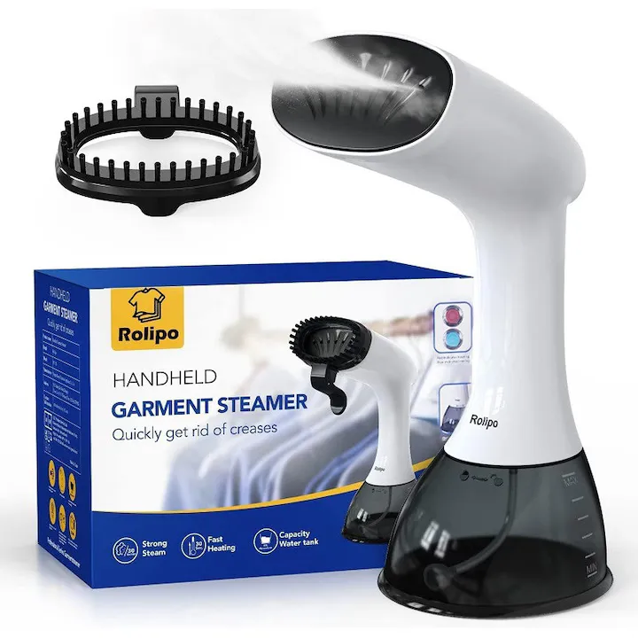 Aparat de calcat vertical cu aburi Rolipo®, 1640W, Rezervor 400ml, Debit 30g/min, Cablu 2.1m, Alb