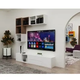 Biblioteca living M&M, alb + stejar sonoma, 200 cm, 10C
