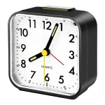 Ceas de masa desteptator, SINBINTA, Cu buton de iluminare cadran, Silentios, Seta ceasul, Usor de citit, Portabil, Lumina de noapte, Potrivit pentru calatorii si activitati in aer liber, 8 x 4.2 x 8 cm, Plastic, Negru