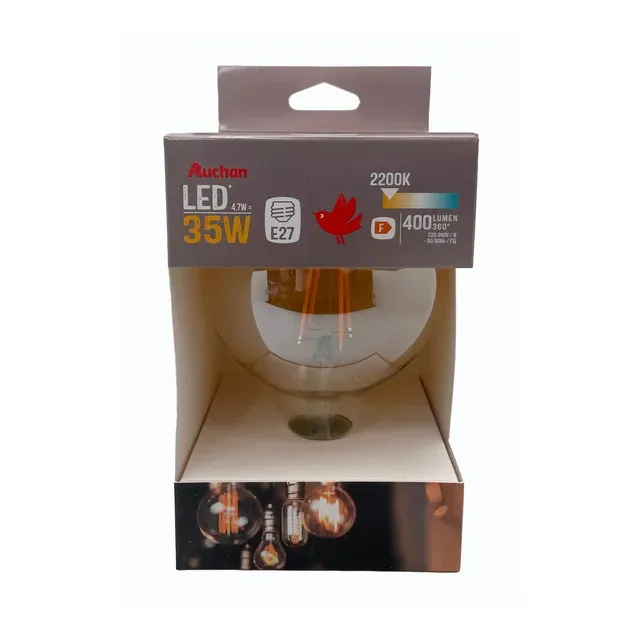 Bec LED Auchan, G 95, E27, 4.7 / 35 W, auriu