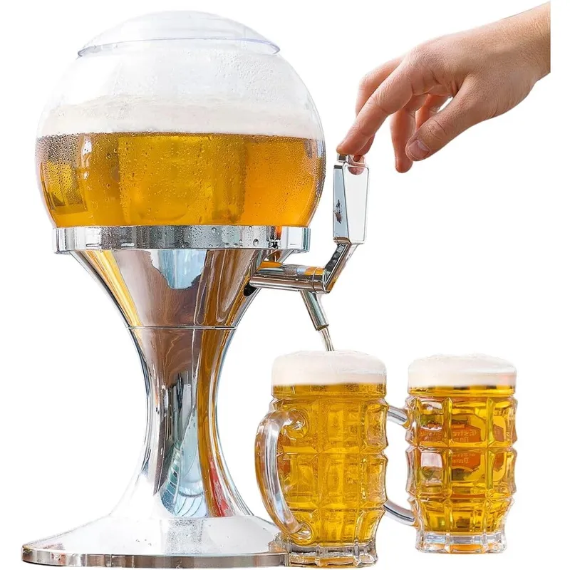 Dozator de Bere cu Functie de Racire 3.5L, Dispenser de Bauturi Elegant pentru Petreceri cu Compartiment pentru Gheata, Ideal pentru Bere, Vin, Cocktailuri si Bauturi Racoritoare