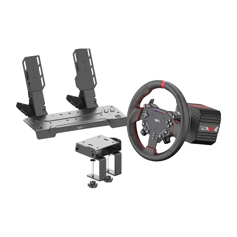 Set pentru jocuri PXN VD4, volan ergonomic 11 inci, pedalier reglabil, multi-color
