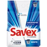 Detergent pudra Savex Premium White, 25 spalari, 2 kg
