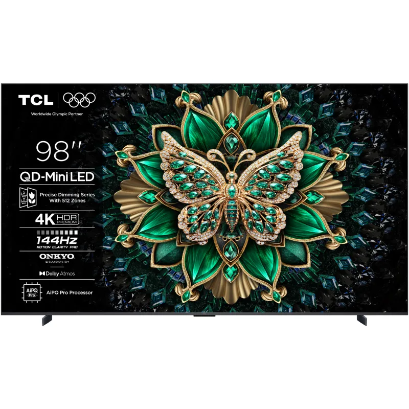 TCL QD-MiniLed 98C6K, 248 cm, Smart Google TV, 4K Ultra HD, 100Hz, Clasa E