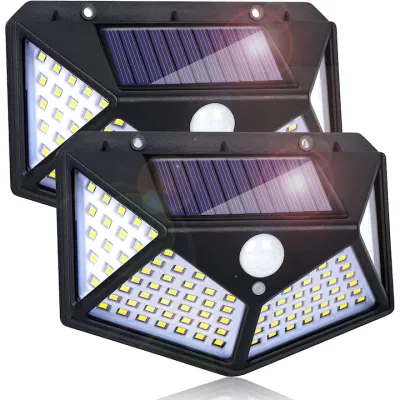 Set 2 lampi solare exterior, LED, 3 moduri de iluminare, IP65, Negru