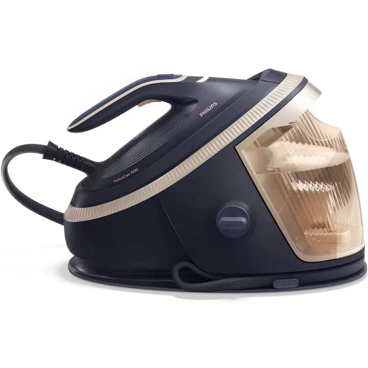Statie de calcat Philips PSG7300/20 seria 7000, 170g/min debit de abur, 650g jet de abur, presiune 8.5 bar, putere 2850W, senzor inteligent ce elibereaza si opreste automat aburul, rezervor 1.5L, culoare negru