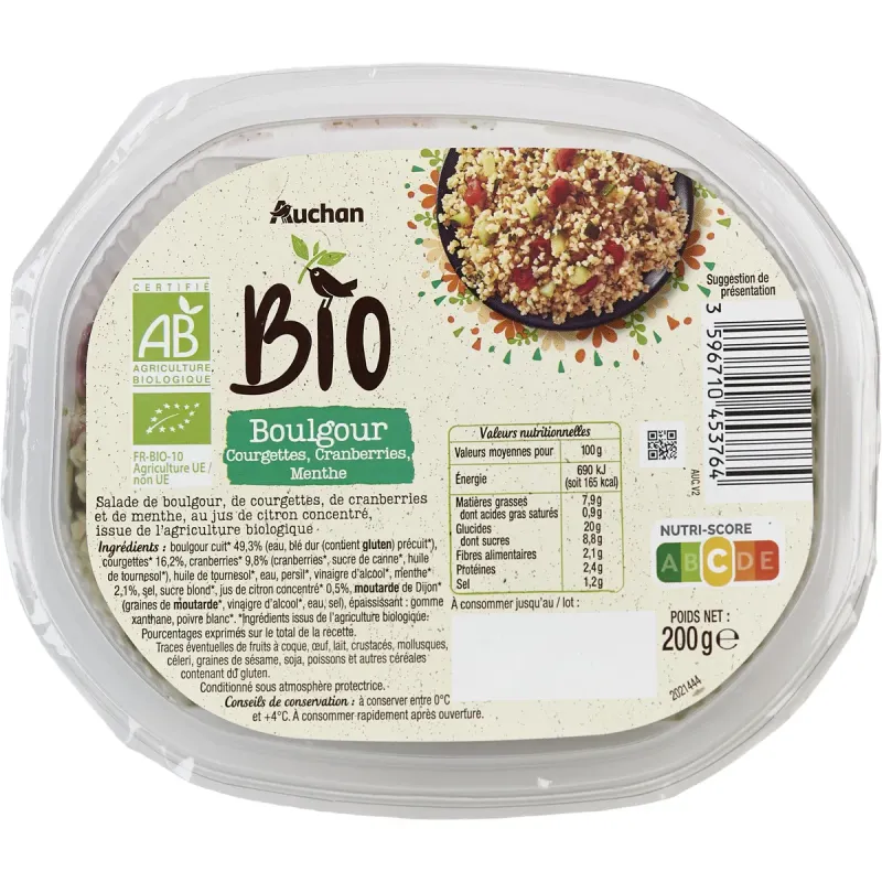 Bulgur cu zucchini Auchan Bio, 200 g