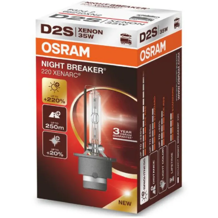 Bec auto far Xenon Osram D2S Night Breaker Laser +220%, 35W, P32d-2 , cutie 1buc