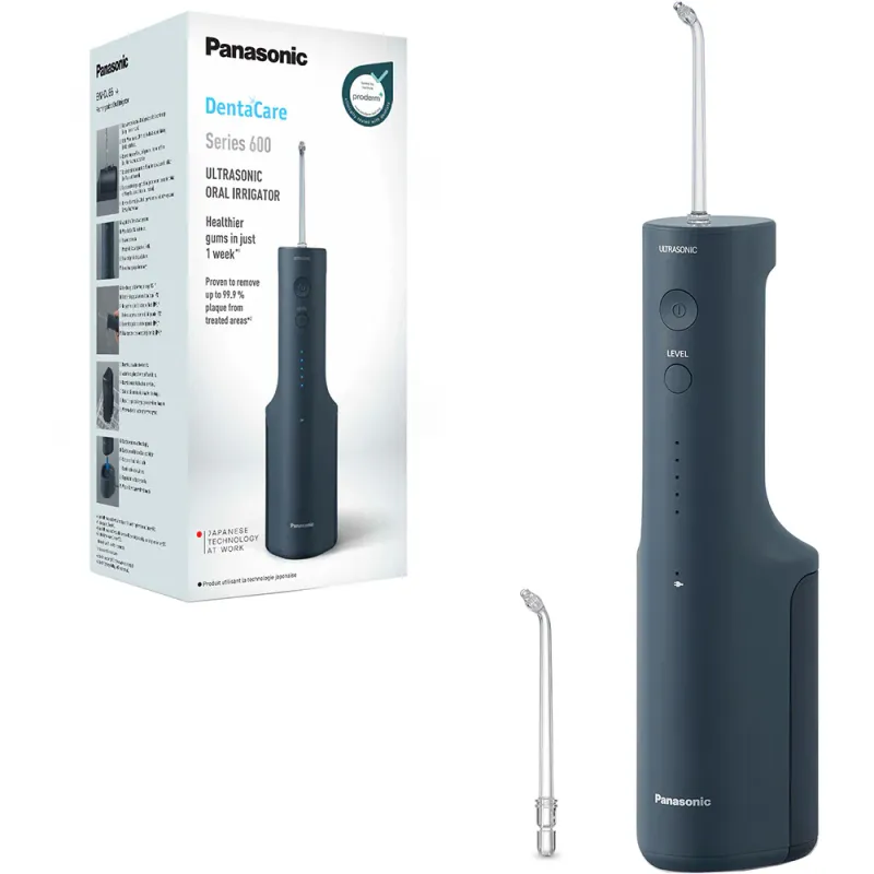 Irigator bucal PANASONIC Ultrasonic EW-DJ66-A303, 5 viteze, 2 capete, 200 ml, bleumarin