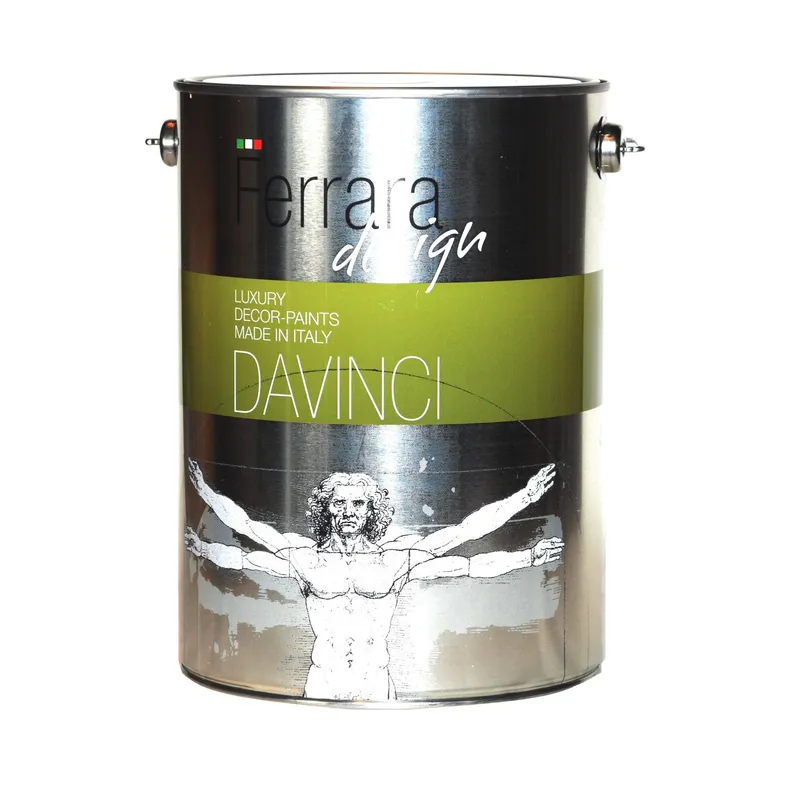 Vopsea decorativa perlata Davinci, Ferrara Design, culoare argintie(tenta crem), pe baza de apa, pentru interior, 4 L