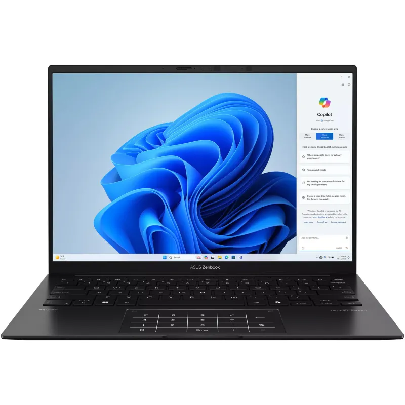 ASUS Zenbook 14 UM3406GA cu procesor AMD Ryzen™ AI 7 445 pana la 4.6GHz, 14'', WUXGA, OLED, 32GB DDR5 RAM, 1TB SSD, AMD Radeon™ 840M Graphics, Windows 11 Home, Jade Black
